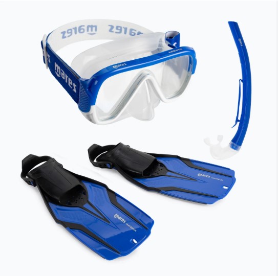 Set Nateeva Keewee ( Aleta Regulable+mascara+snorkel) Adulto Color Azul