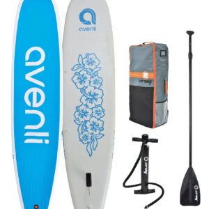 Paddle Inflable 11PIE SUP con Remo E Inflador Avenli Yoga YG6 Blanco/celeste