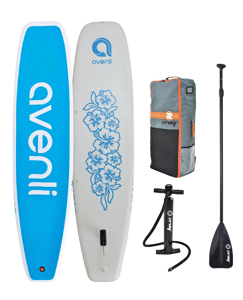 Paddle Inflable 11PIE SUP con Remo E Inflador Avenli Yoga YG6 Blanco/celeste
